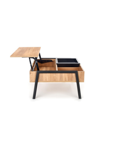 PODIUM Ława z Regulowanym Blatem i Schowkami, Naturalny/Czarny