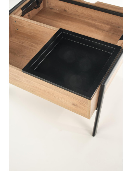 PODIUM Ława z Regulowanym Blatem i Schowkami, Naturalny/Czarny