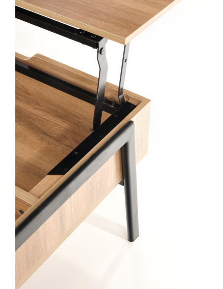PODIUM Ława z Regulowanym Blatem i Schowkami, Naturalny/Czarny