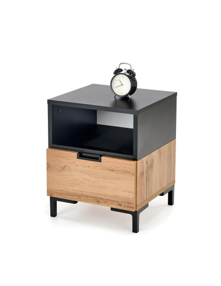 SILVIA Szafka Dąb Wotan/Czarny 40x40x52cm - Stylowy Akcent w Przestrzeni