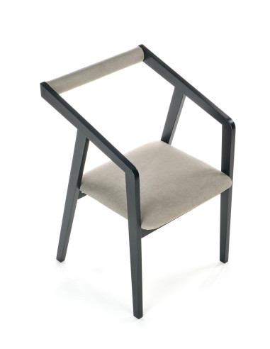 AZUL Krzesło Drewniane Czarne Tkanina Velvet Popiel - Designerski Styl