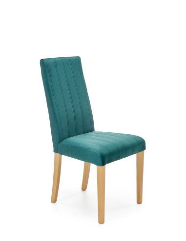 DIEGO Krzesło Drewniane Tapicerowane / Ciemny Zielony Velvet w Pasy