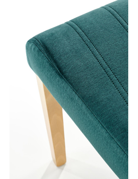 DIEGO Krzesło Drewniane Tapicerowane / Ciemny Zielony Velvet w Pasy