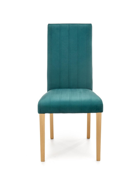 DIEGO Krzesło Drewniane Tapicerowane / Ciemny Zielony Velvet w Pasy
