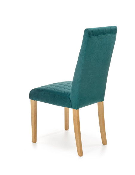 DIEGO Krzesło Drewniane Tapicerowane / Ciemny Zielony Velvet w Pasy