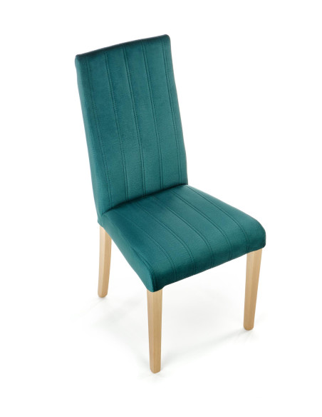 DIEGO Krzesło Drewniane Tapicerowane / Ciemny Zielony Velvet w Pasy