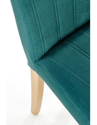 DIEGO Krzesło Drewniane Tapicerowane / Ciemny Zielony Velvet w Pasy