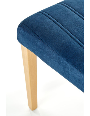 DIEGO Krzesło Drewniane Tapicerowane / Granatowy Velvet w Pasy