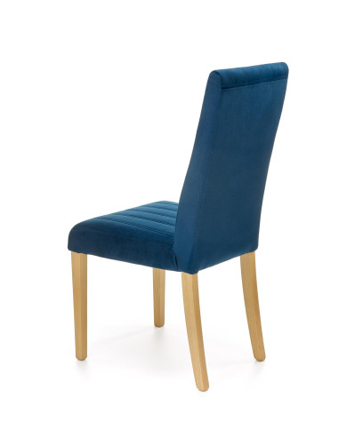 DIEGO Krzesło Drewniane Tapicerowane / Granatowy Velvet w Pasy