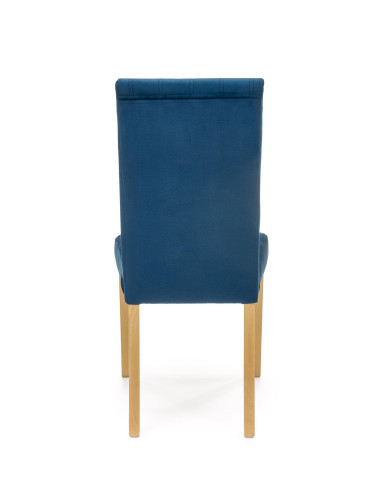 DIEGO Krzesło Drewniane Tapicerowane / Granatowy Velvet w Pasy