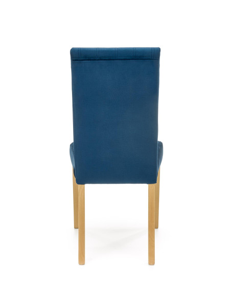 DIEGO Krzesło Drewniane Tapicerowane / Granatowy Velvet w Pasy