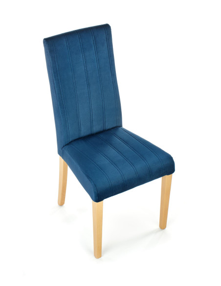 DIEGO Krzesło Drewniane Tapicerowane / Granatowy Velvet w Pasy