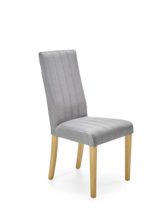DIEGO Krzesło Drewniane Tapicerowane / Jasny Popiel Velvet w Pasy