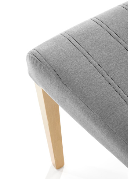 DIEGO Krzesło Drewniane Tapicerowane / Jasny Popiel Velvet w Pasy