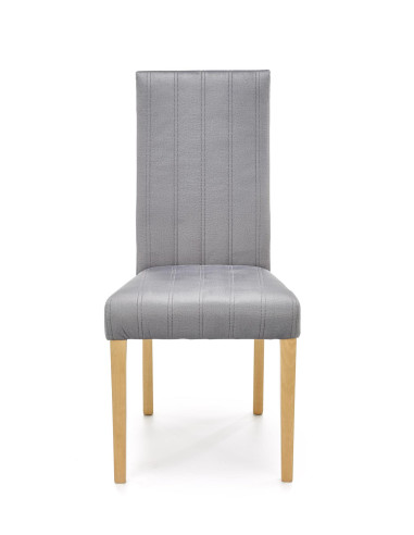 DIEGO Krzesło Drewniane Tapicerowane / Jasny Popiel Velvet w Pasy