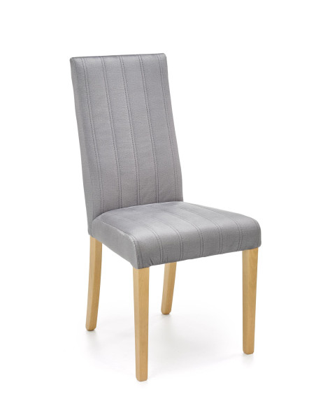 DIEGO Krzesło Drewniane Tapicerowane / Jasny Popiel Velvet w Pasy