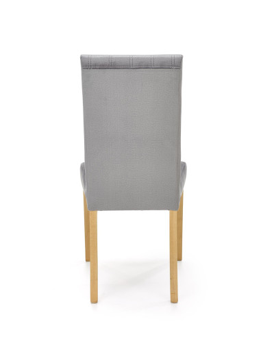 DIEGO Krzesło Drewniane Tapicerowane / Jasny Popiel Velvet w Pasy