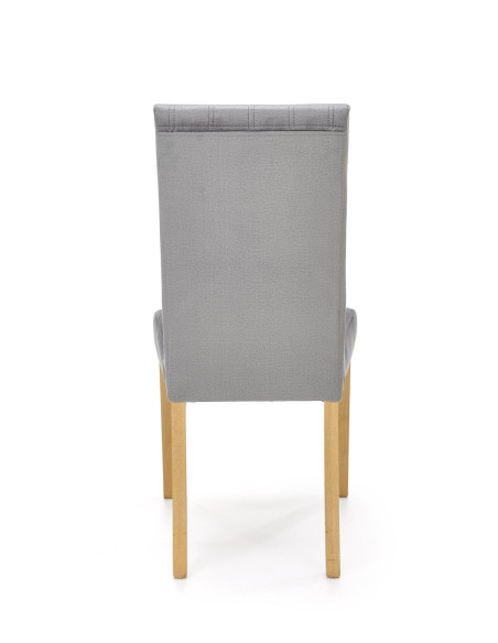 DIEGO Krzesło Drewniane Tapicerowane / Jasny Popiel Velvet w Pasy