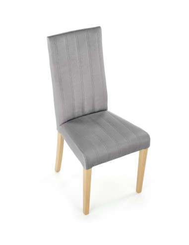 DIEGO Krzesło Drewniane Tapicerowane / Jasny Popiel Velvet w Pasy