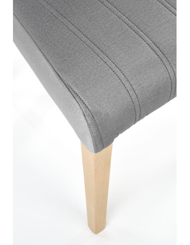 DIEGO Krzesło Drewniane Tapicerowane / Jasny Popiel Velvet w Pasy