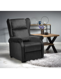 AGUSTIN Fotel Rozkładany Czarny Velvet - Praktyczność i Styl w Salonie 2