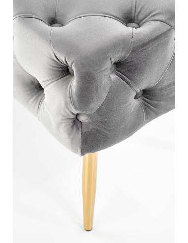 ATHENA Ławka Pikowana / Popielaty Velvet - Luksusowa ze Złotymi Nogami