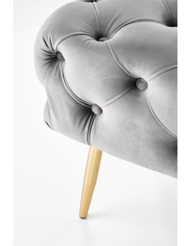 ATHENA Ławka Pikowana / Popielaty Velvet - Luksusowa ze Złotymi Nogami