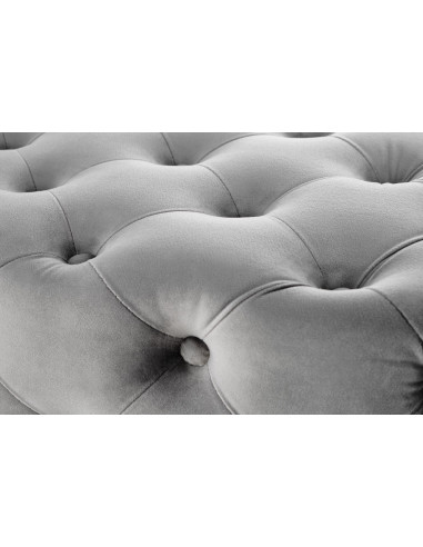 ATHENA Ławka Pikowana / Popielaty Velvet - Luksusowa ze Złotymi Nogami