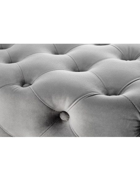 ATHENA Ławka Pikowana / Popielaty Velvet - Luksusowa ze Złotymi Nogami