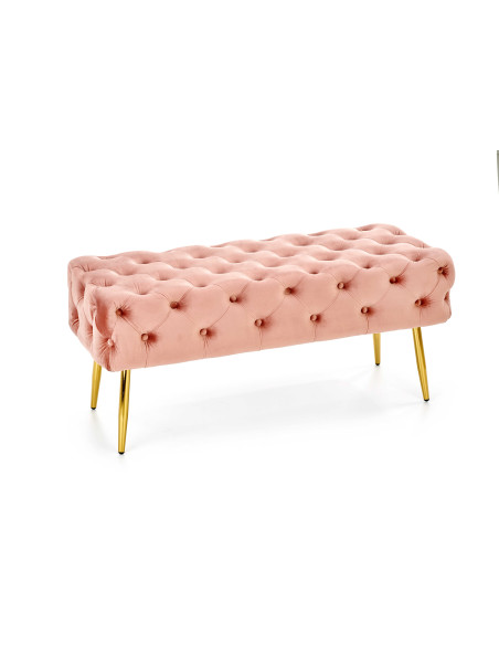 ATHENA Ławka Pikowana / Różowy Velvet - Luksusowa ze Złotymi Nogami