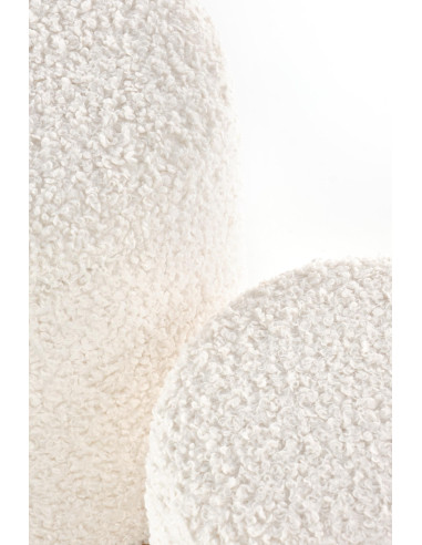 CANCUN Zestaw 2 Okrągłych Puf z Pojemnikiem fi38cm i fi31cm Bouclé Krem