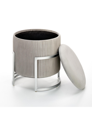 CRICKET Pufa Velvet Jasny Popiel fi40cm z Pojemnikiem - Subtelny Wygląd