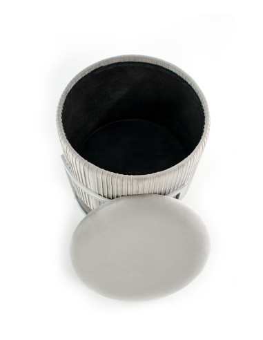 CRICKET Pufa Velvet Jasny Popiel fi40cm z Pojemnikiem - Subtelny Wygląd