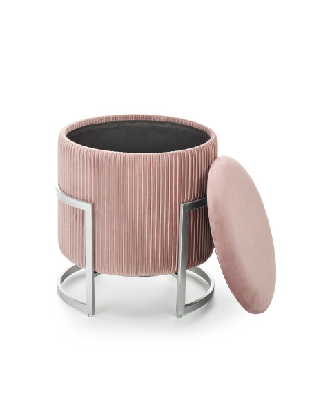 CRICKET Pufa Velvet Jasny Róż fi40cm z Pojemnikiem - Słodki Akcent Wnętrza