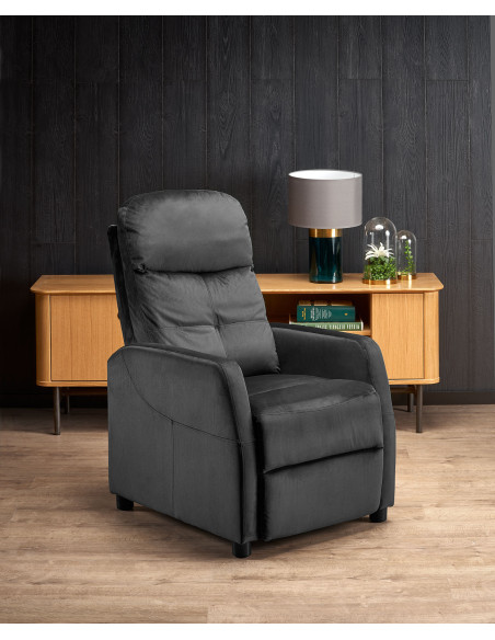 FELIPE_2 Fotel Rozkładany Velvet Czarny BLUVEL 19 - Elegancja i Komfort