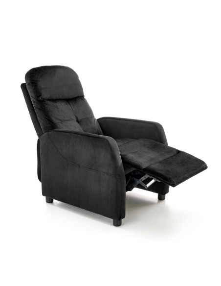 FELIPE_2 Fotel Rozkładany Velvet Czarny BLUVEL 19 - Elegancja i Komfort