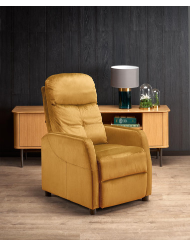 FELIPE_2 Fotel Rozkładany Velvet Musztardowy BLUVEL 68 - Barwy Komfortu