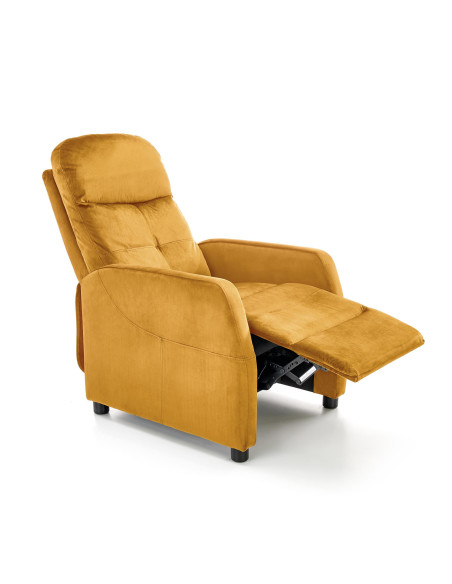 FELIPE_2 Fotel Rozkładany Velvet Musztardowy BLUVEL 68 - Barwy Komfortu