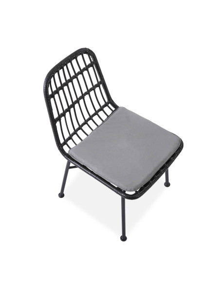 K401 Krzesło Ogrodowe z Rattanu - Czarny/Popiel - Outdoor Design