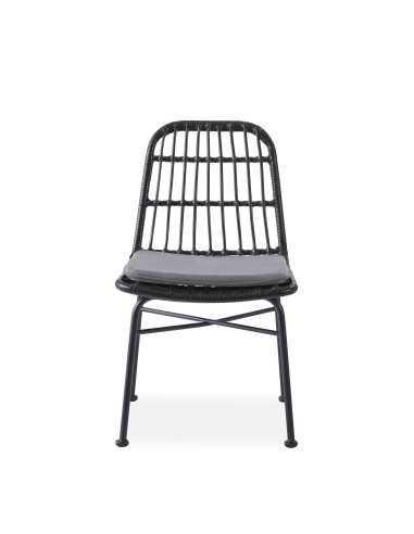 K401 Krzesło Ogrodowe z Rattanu - Czarny/Popiel - Outdoor Design