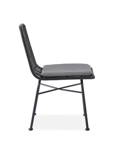 K401 Krzesło Ogrodowe z Rattanu - Czarny/Popiel - Outdoor Design