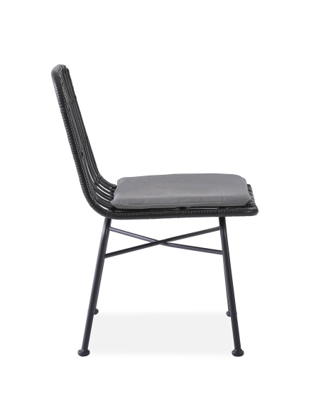 K401 Krzesło Ogrodowe z Rattanu - Czarny/Popiel - Outdoor Design