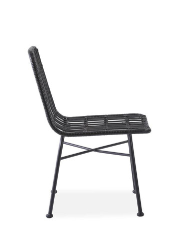 K401 Krzesło Ogrodowe z Rattanu - Czarny/Popiel - Outdoor Design