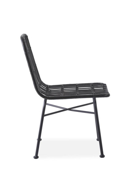K401 Krzesło Ogrodowe z Rattanu - Czarny/Popiel - Outdoor Design