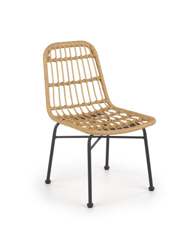 K401 Krzesło Ogrodowe z Rattanu Kolor Naturalny/Czarny - Komfort Outdoor