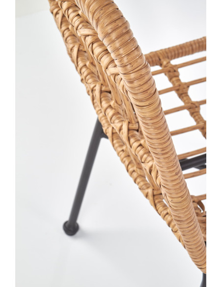 K401 Krzesło Ogrodowe z Rattanu Kolor Naturalny/Czarny - Komfort Outdoor