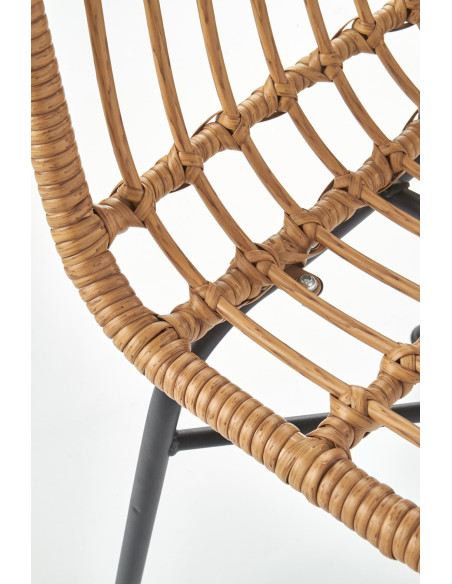 K401 Krzesło Ogrodowe z Rattanu Kolor Naturalny/Czarny - Komfort Outdoor