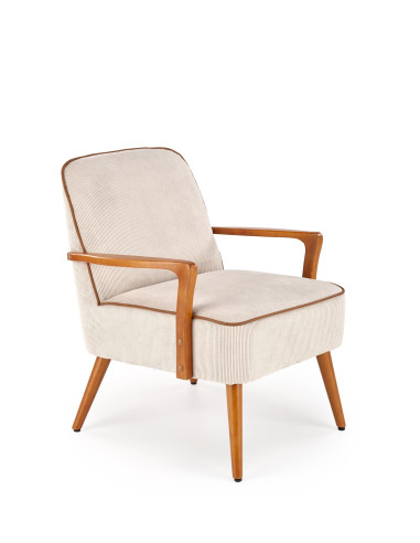 PASTORE Fotel Jasny Beż/Jasny Orzech - Ciepło i Styl w Salonie