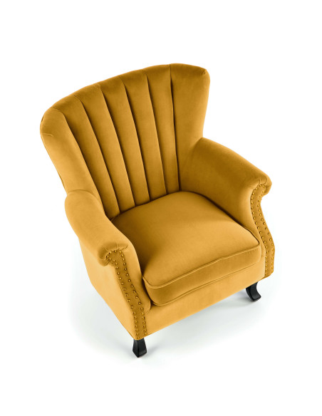 TITAN Fotel z Ozdobnymi Guzikami Velvet Musztardowy - Wyrazisty Design
