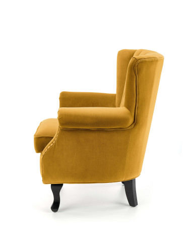 TITAN Fotel z Ozdobnymi Guzikami Velvet Musztardowy - Wyrazisty Design